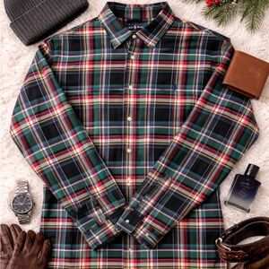 Ralph Lauren Custom Fit Plaid Button Down XL Green Red